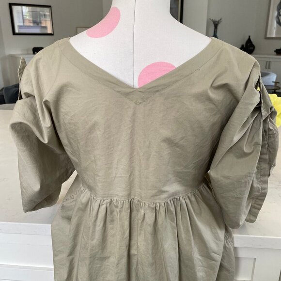 Isabel Marant Etoile Adjustable SS Deep VNeck 100% Cotton Boho Top Khaki Sz 0 - Picture 8 of 11